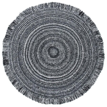 Safavieh 6 x 6 ft. Braided Hand Woven Round Area Rug; Black & Ivory BRD275Z-6R